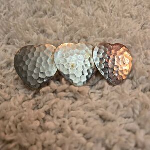 Vintage Hammered Silver Hearts Barrette